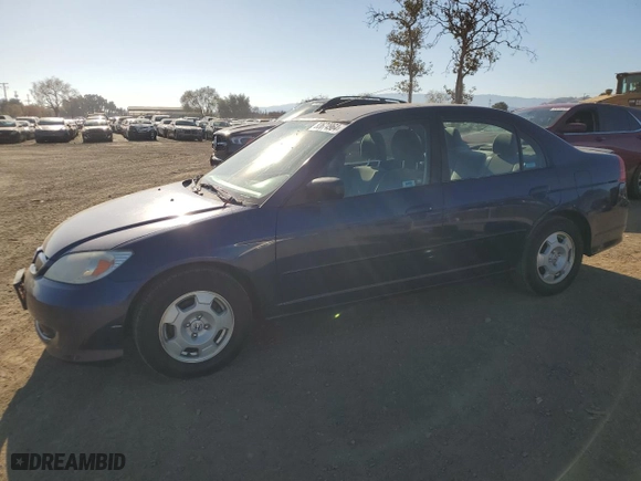 2005 Honda Civic Hybrid with VIN JHMES95655S011586, listed as a Copart auction lot 83674964 with 82,504 mi miles and Salvage Title. Bid and sale history available at carsss.com. Image 1.