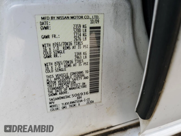 2010 Nissan Xterra S z VIN 5N1AN0NU3AC506936, wystawiony jako Copart lot #60480305 z przebiegiem 175 463 mil mil oraz Czysty tytuł • Clean title. Historia ofert i sprzedaży dostępna na DreamBid. Obrazek 13.