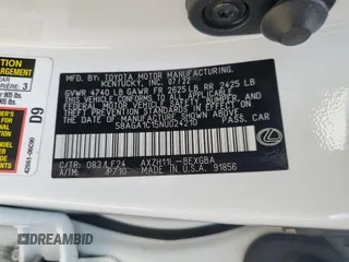 2022 Lexus ES 300h F Sport with VIN 58AGA1C15NU024210, listed as a Copart auction lot 60349895 with 134,663 mi miles and Salvage title. Bid and sale history available at DreamBid. Image 12.