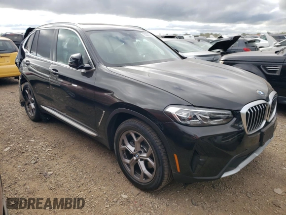 2023 BMW X3 xDrive30i with VIN 5UX53DP00P9S48442, listed as a Copart auction lot 70309554 with 0 mi miles and Salvage Title. Bid and sale history available at carsss.com. Image 4.