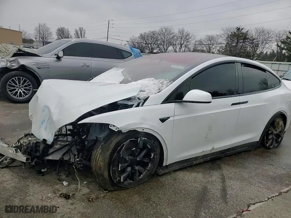 2023 Tesla Model X with VIN 7SAXCAE54PF377056, listed as a Copart auction lot 44925145 with 0 mi miles and Salvage Title. Bid and sale history available at carsss.com. Image 10.