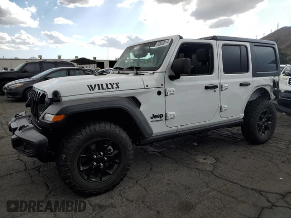 2022 Jeep Wrangler Unlimited Willys with VIN 1C4HJXDN3NW263019, listed as a Copart auction lot 80933014 with 16,231 mi miles and Salvage Title. Bid and sale history available at DreamBid. Image 1.