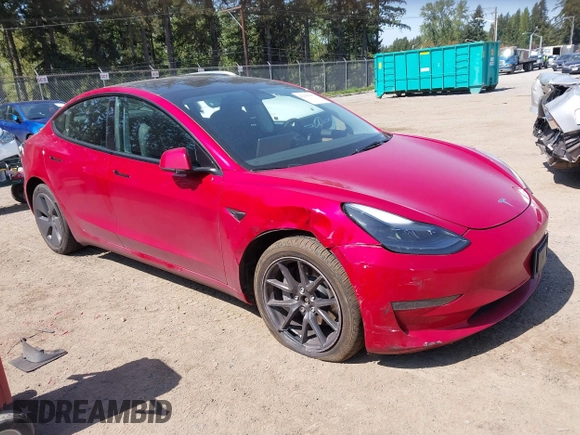 2023 Tesla Model 3 Long Range with VIN 5YJ3E1EBXPF603421, listed as a IAAI auction lot 42105037 with 13,186 mi miles and . Bid and sale history available at DreamBid. Image 1.