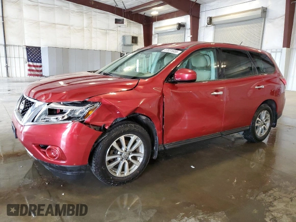 2013 Nissan Pathfinder SL with VIN 5N1AR2MM1DC679134, listed as a Copart auction lot 57031655 with 124,355 mi miles and Salvage title. Bid and sale history available at DreamBid. Image 1.
