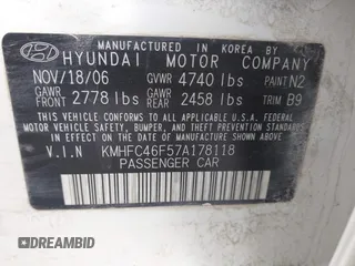 2007 Hyundai Azera SE z VIN KMHFC46F57A178118, wystawiony jako IAAI lot #41653806 z przebiegiem 104 221 mil mil oraz . Historia ofert i sprzedaży dostępna na DreamBid. Obrazek 9.