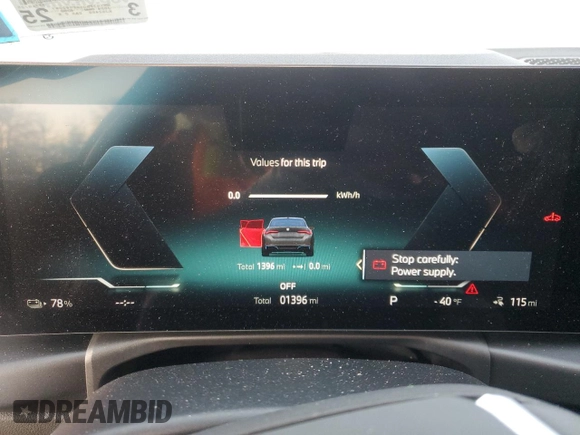 2024 BMW i4 xDrive40 z VIN WBY83FB05RFS82087, wystawiony jako Copart lot #41831225 z przebiegiem 1 396 mil mil oraz Szkoda całkowita • Salvage title. Historia ofert i sprzedaży dostępna na DreamBid. Obrazek 9.