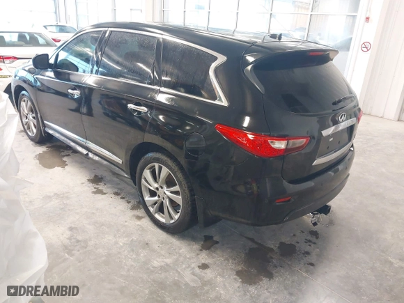 2013 Infiniti JX35 with VIN 5N1AL0MN2DC326268, listed as a IAAI auction lot 41971851 with 164,381 mi miles. Bid and sale history available at carsss.com. Image 3.