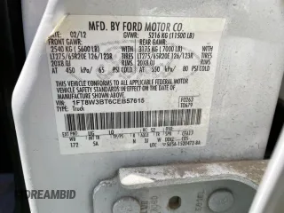 2012 Ford F-350 XL with VIN 1FT8W3BT6CEB57615, listed as a Copart auction lot 63134055 with 307,709 mi miles and Clean title. Bid and sale history available at DreamBid. Image 10.