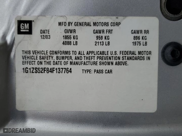 2004 Chevrolet Malibu with VIN 1G1ZS52F84F137764, listed as a Copart auction lot 45778305 with 161,764 mi miles and Salvage Title. Bid and sale history available at carsss.com. Image 14.
