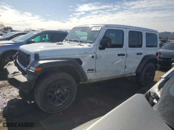2024 Jeep Wrangler Willys with VIN 1C4PJXDN5RW109963, listed as a Copart auction lot 44805015 with 13,578 mi miles and Salvage Title. Bid and sale history available at carsss.com. Image 1.