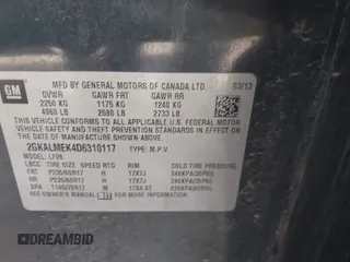 2013 GMC Terrain SLE with VIN 2GKALMEK4D6310117, listed as a IAAI auction lot 41894042 with 203,340 mi miles. Bid and sale history available at carsss.com. Image 9.