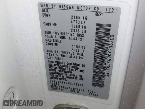 2021 Nissan NV200 SV с VIN 3N6CM0KN0MK708500, выставлен на аукционе IAAI как лот 41809044 с пробегом 137 985 миль миль и . История ставок и продаж доступна на DreamBid. Изображение 9.