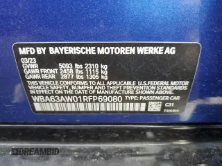 2024 BMW 4 Series M440i with VIN WBA63AW01RFP69080, listed as a Copart auction lot 58102504 with Not Provided miles and Salvage Title. Bid and sale history available at DreamBid. Image 12.