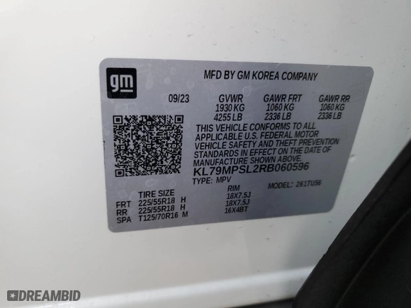 2024 Chevrolet TrailBlazer LT with VIN KL79MPSL2RB060596, listed as a Copart auction lot 43420635 with 11,884 mi miles and Salvage Title. Bid and sale history available at carsss.com. Image 13.