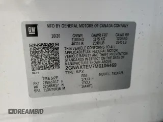 2021 Chevrolet Equinox LT with VIN 2GNAXTEV7M6106469, listed as a Copart auction lot 50258285 with 50,667 mi miles and Salvage Title. Bid and sale history available at DreamBid. Image 13.