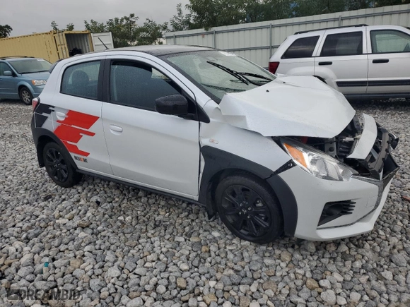 2023 Mitsubishi Mirage Black Edition with VIN ML32AWHJ6PH005708, listed as a Copart auction lot 76376094 with 15,731 mi miles and Salvage Title. Bid and sale history available at carsss.com. Image 4.