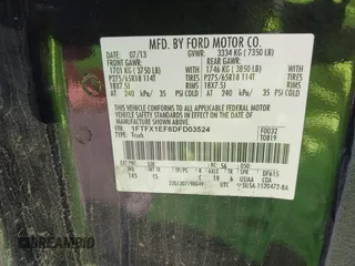2013 Ford F-150 XL с VIN 1FTFX1EF8DFD03524, выставлен на аукционе IAAI как лот 42505863 с пробегом 241 860 миль миль и . История ставок и продаж доступна на DreamBid. Изображение 9.