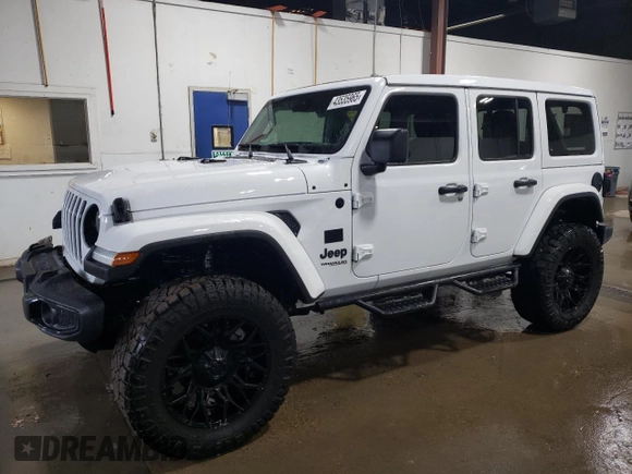 2022 Jeep Wrangler Unlimited Sahara with VIN 1C4HJXEG7NW172299, listed as a Copart auction lot 43535965 with 19,709 mi miles and Salvage Title. Bid and sale history available at DreamBid. Image 1.