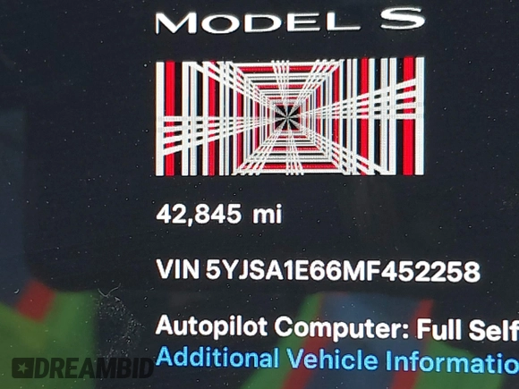 2021 Tesla Model S Plaid with VIN 5YJSA1E66MF452258, listed as a IAAI auction lot 41832000 with 42,845 mi miles and . Bid and sale history available at DreamBid. Image 16.