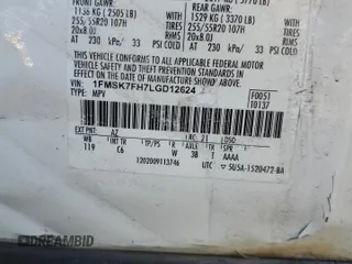 2020 Ford Explorer Limited with VIN 1FMSK7FH7LGD12624, listed as a Copart auction lot 46860335 with 58,071 mi miles and Salvage Title. Bid and sale history available at carsss.com. Image 15.