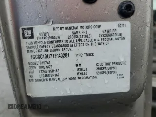 2001 Chevrolet Silverado 1500HD LS z VIN 1GCGC13U71F140281, wystawiony jako Copart lot #49076215 z przebiegiem 277 458 mil mil oraz Szkoda całkowita • Salvage title. Historia ofert i sprzedaży dostępna na DreamBid. Obrazek 12.
