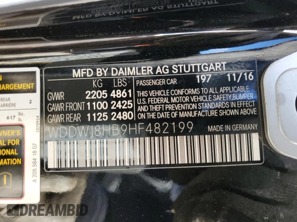 2017 Mercedes-Benz C 63 S AMG with VIN WDDWJ8HB9HF482199, listed as a Copart auction lot 80140554 with 36,010 mi miles and Salvage Title. Bid and sale history available at carsss.com. Image 12.