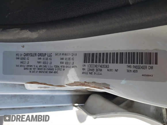 2015 Chrysler 200 Limited with VIN 1C3CCCAB1FN635363, listed as a IAAI auction lot 40522051 with 158,925 mi miles and . Bid and sale history available at DreamBid. Image 9.