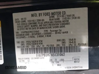 2022 Ford Mustang EcoBoost with VIN 1FATP8UH7N5131062, listed as a IAAI auction lot 41594398 with 30,982 mi miles and . Bid and sale history available at DreamBid. Image 9.