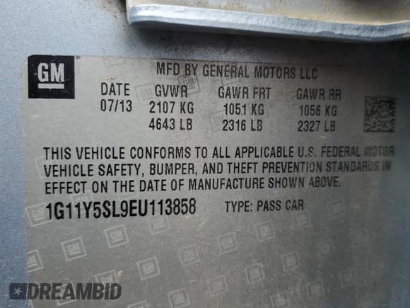 2014 Chevrolet Impala LS z VIN 1G11Y5SL9EU113858, wystawiony jako Copart lot #49956285 z przebiegiem 80 612 mil mil oraz Szkoda całkowita • Salvage title. Historia ofert i sprzedaży dostępna na DreamBid. Obrazek 14.