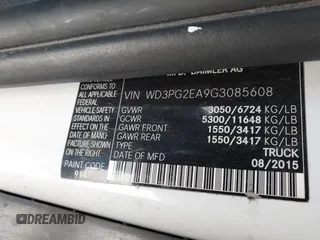 2016 Mercedes-Benz Metris Cargo z VIN WD3PG2EA9G3085608, wystawiony jako IAAI lot #40218115 z przebiegiem 134 553 mil mil oraz . Historia ofert i sprzedaży dostępna na DreamBid. Obrazek 9.