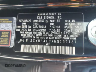 2022 Kia Sorento S with VIN 5XYRL4LCXNG152137, listed as a Copart auction lot 49914195 with 33,491 mi miles and Salvage Title. Bid and sale history available at carsss.com. Image 12.