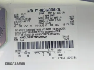 2022 Ford Transit Connect XL with VIN NM0LS7S22N1510427, listed as a IAAI auction lot 42210406 with 167,015 mi miles and . Bid and sale history available at DreamBid. Image 9.