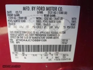 2013 Ford Edge SEL with VIN 2FMDK4JC1DBB91326, listed as a IAAI auction lot 42090946 with 209,400 mi miles. Bid and sale history available at carsss.com. Image 9.