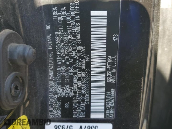 2011 Toyota Sienna XLE with VIN 5TDDK3DC5BS029513, listed as a Copart auction lot 60930395 with 234,226 mi miles and Salvage title. Bid and sale history available at DreamBid. Image 14.