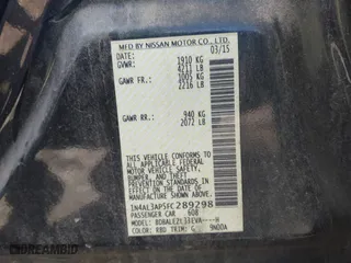 2015 Nissan Altima 2.5 with VIN 1N4AL3AP5FC289298, listed as a IAAI auction lot 41420327 with 138,544 mi miles. Bid and sale history available at carsss.com. Image 9.