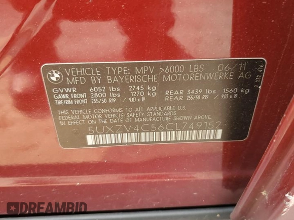 2012 BMW X5 35i z VIN 5UXZV4C56CL749152, wystawiony jako Copart lot #59525155 z przebiegiem 110 773 mil mil oraz Szkoda całkowita • Salvage title. Historia ofert i sprzedaży dostępna na DreamBid. Obrazek 13.