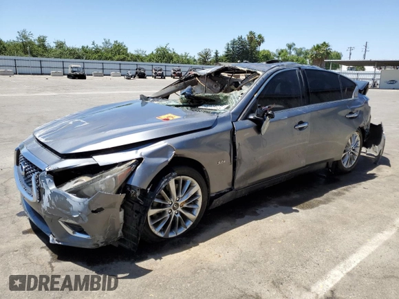 2019 Infiniti Q50 Signature Edition with VIN JN1EV7AP7KM517239, listed as a Copart auction lot 58093944 with 63,177 mi miles and Salvage Title. Bid and sale history available at DreamBid. Image 1.