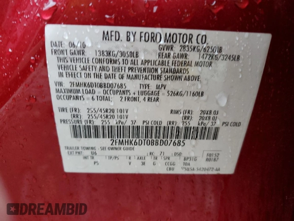 2011 Ford Flex Limited w/Ecoboost with VIN 2FMHK6DT0BBD07685, listed as a Copart auction lot 78386004 with 133,057 mi miles and Clean Title. Bid and sale history available at carsss.com. Image 13.