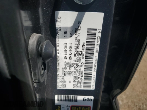 2023 Toyota Tacoma SR z VIN 3TMCZ5AN7PM539586, wystawiony jako Copart lot #54017335 z przebiegiem 12 417 mil mil oraz Czysty tytuł • Clean title. Historia ofert i sprzedaży dostępna na DreamBid. Obrazek 12.