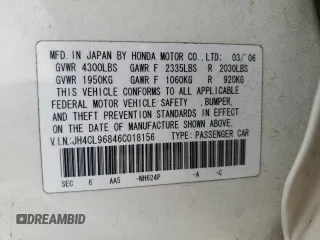 2006 Acura TSX с VIN JH4CL96846C018156, выставлен на аукционе Copart как лот 64400585 с пробегом 166 631 миль миль и Списание • Salvage title. История ставок и продаж доступна на DreamBid. Изображение 12.