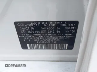 2016 Hyundai Azera Limited z VIN KMHFH4JG6GA547389, wystawiony jako IAAI lot #42374403 z przebiegiem 164 843 mil mil oraz . Historia ofert i sprzedaży dostępna na DreamBid. Obrazek 9.