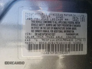 2019 Nissan Sentra SV with VIN 3N1AB7AP3KY401007, listed as a Copart auction lot 49875915 with 79,960 mi miles and Salvage Title. Bid and sale history available at DreamBid. Image 14.