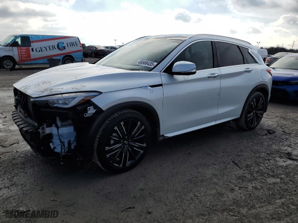 2023 Infiniti QX50 SENSORY with VIN 3PCAJ5EB0PF110664, listed as a Copart auction lot 46588435 with 36,017 mi miles and Salvage Title. Bid and sale history available at carsss.com. Image 1.