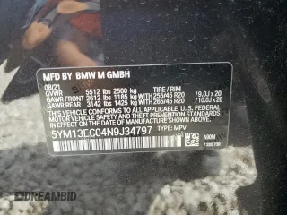 2022 BMW X3 M with VIN 5YM13EC04N9J34797, listed as a Copart auction lot 58901924 with 4,059 mi miles and Non Repairable. Bid and sale history available at carsss.com. Image 14.
