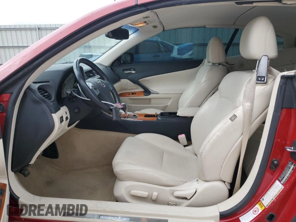 2011 Lexus IS 350 C with VIN JTHFE2C25B2505784, listed as a Copart auction lot 57262215 with 100,669 mi miles and Salvage title. Bid and sale history available at DreamBid. Image 7.