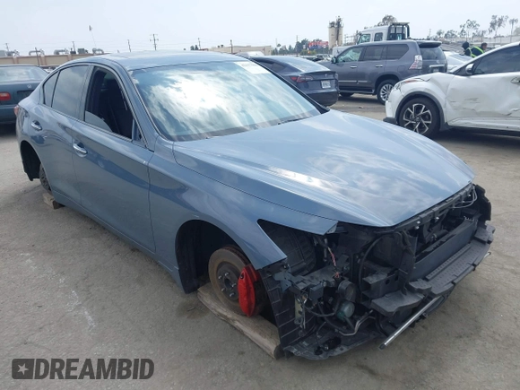 2022 Infiniti Q50 Red Sport 400 with VIN JN1FV7DP3NM370129, listed as a IAAI auction lot 42117906 with 58,607 mi miles and . Bid and sale history available at DreamBid. Image 1.