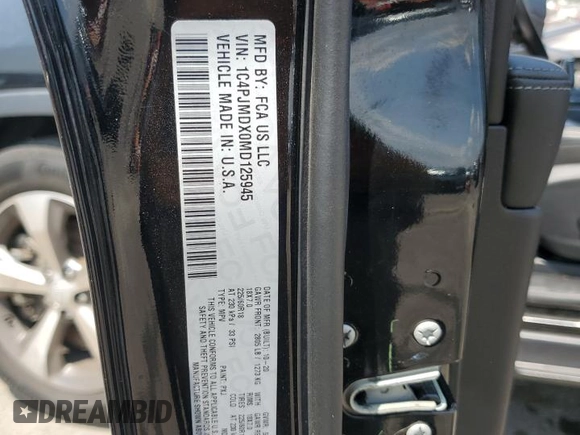 2021 Jeep Cherokee Limited z VIN 1C4PJMDX0MD125945, wystawiony jako Copart lot #65725764 z przebiegiem 30 422 mil mil oraz Szkoda całkowita • Salvage title. Historia ofert i sprzedaży dostępna na DreamBid. Obrazek 12.