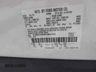 2019 Ford Explorer XLT with VIN 1FM5K7D84KGB01752, listed as a IAAI auction lot 42423239 with 97,861 mi miles and . Bid and sale history available at DreamBid. Image 9.