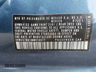 2021 Volkswagen Jetta S с VIN 3VWC57BU1MM070677, выставлен на аукционе IAAI как лот 42312226 с пробегом 53 808 миль миль и . История ставок и продаж доступна на DreamBid. Изображение 9.
