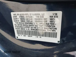 2008 Honda Odyssey LX with VIN 5FNRL38268B025424, listed as a IAAI auction lot 42432326 with 210,644 mi miles and . Bid and sale history available at DreamBid. Image 9.